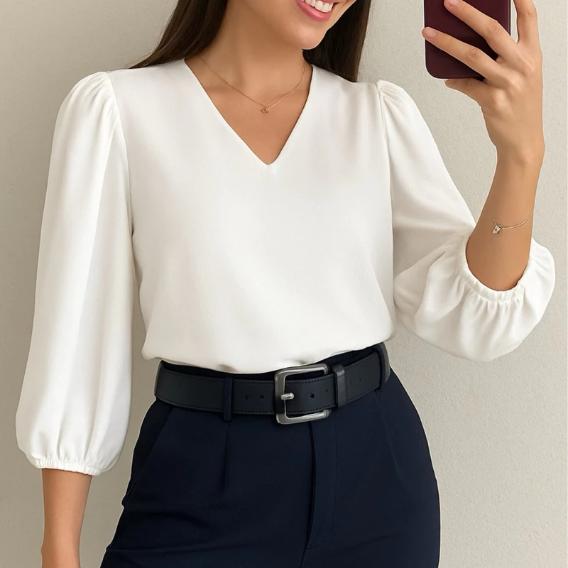 Blusa Manga 3/4 em Crepe