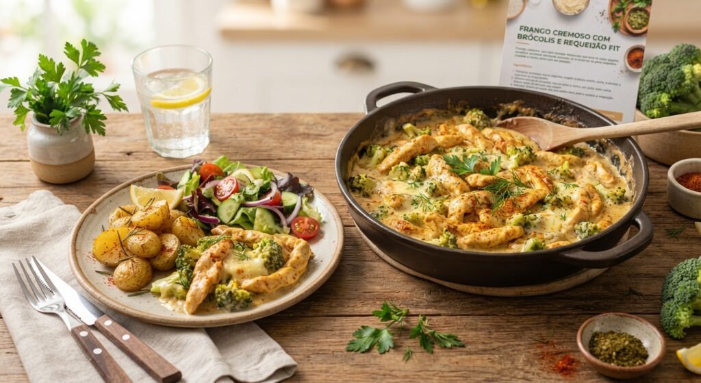 Frango Cremoso com Brócolis e Requeijão Fit: Rico em Proteínas e Sabor